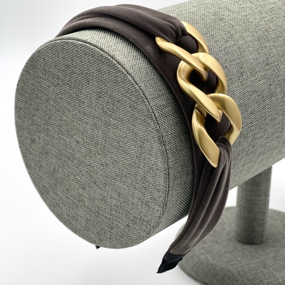 New Red Handmade Velvet Gold Chain Elegant Glamorous comfy bendable Headband - Picture 11 of 12